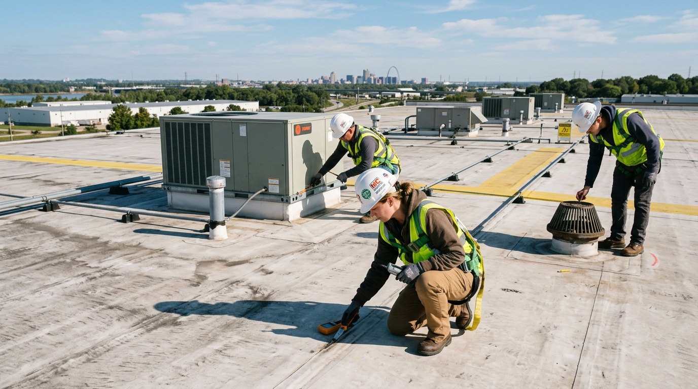 Commercial roof inspection in Madison County