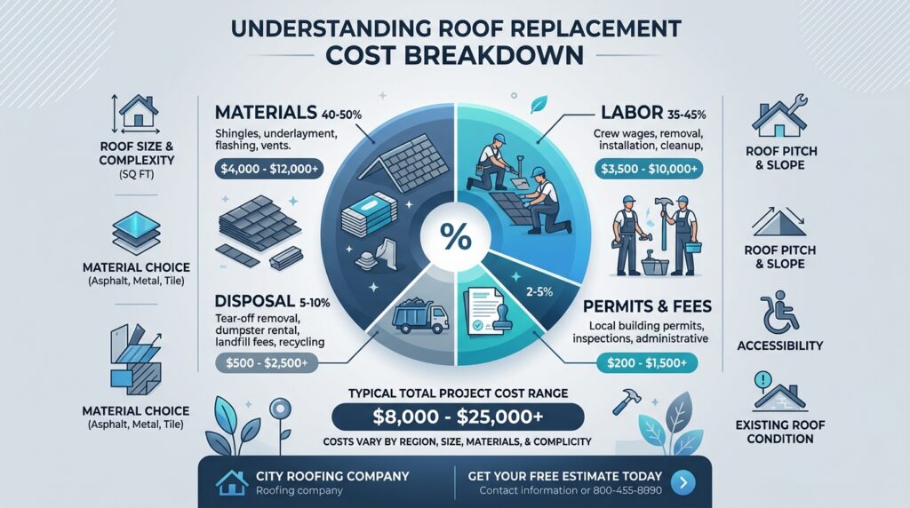 Infographic showing roof replacement cost breakdown